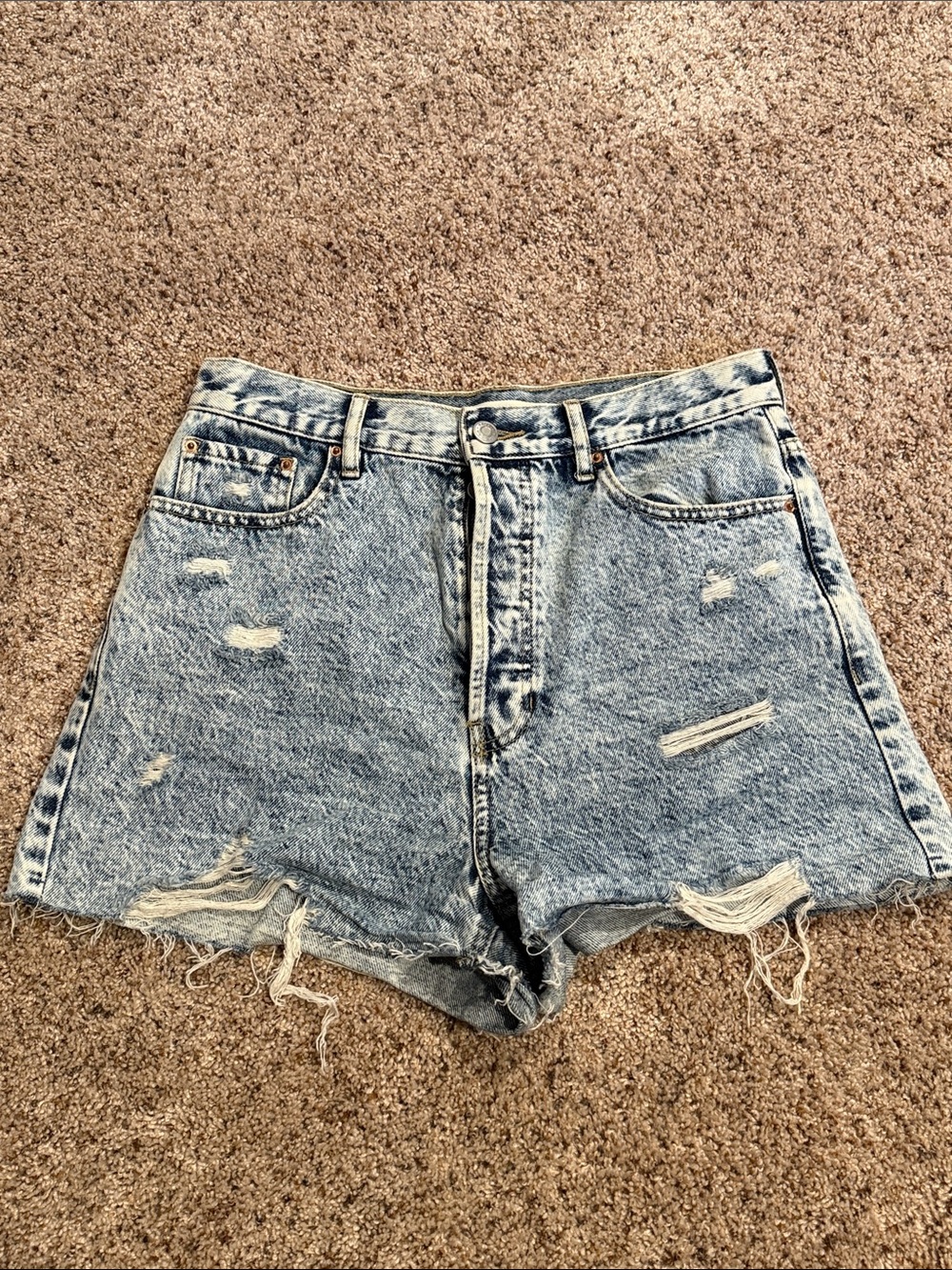 PacSun Light Blue Distressed High-Waist Jean Shorts